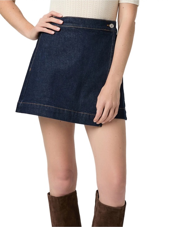 PAIGE Dresses & Skirts - PAIGE Aven Wrap Denim Miniskirt in Zamora dark wash asymmetrical size 29